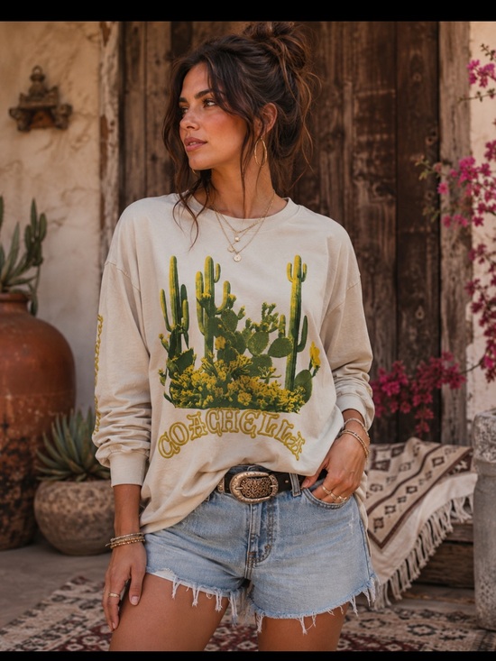 Daydreamer Tops - NWT Daydreamer Crew Neck Coachella Long Sleeve Shirt, M